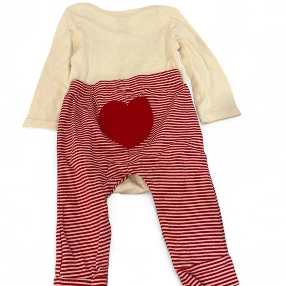 Carters My First Valentines Day Bodysuit and Heart Stripe Pants Set 6M Red Cream